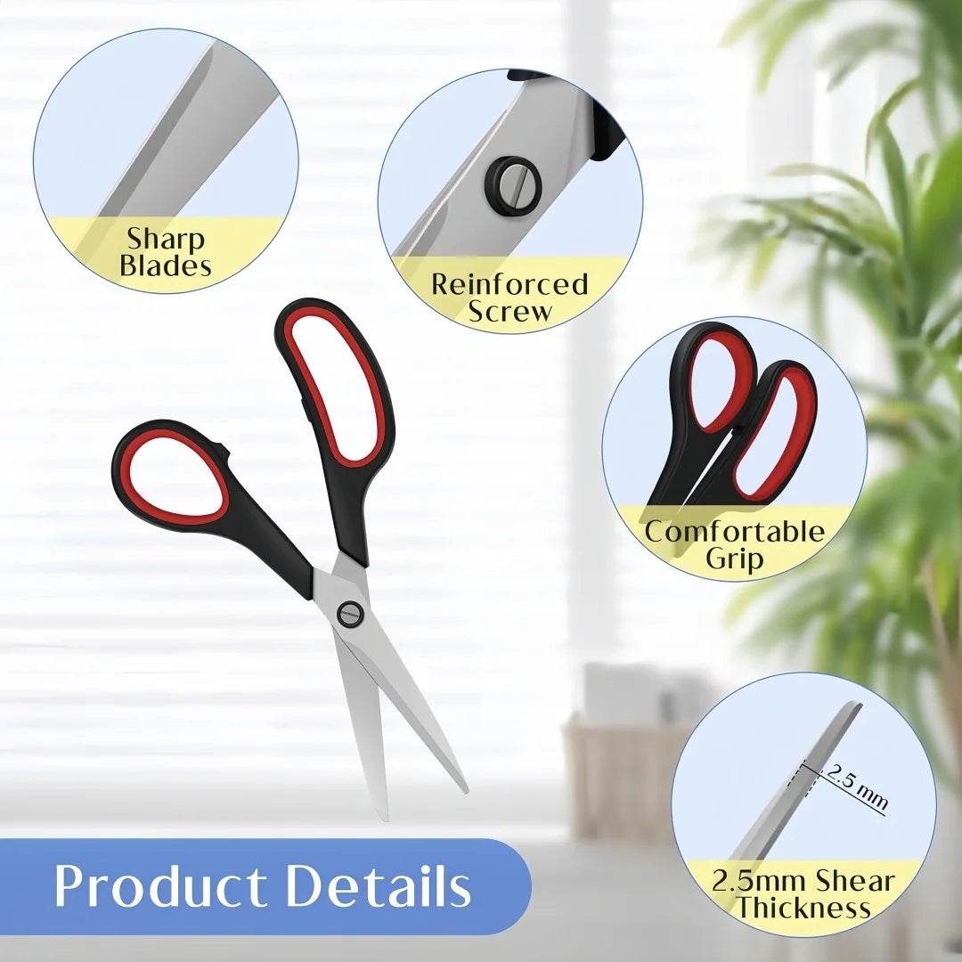 3pcs Heavy Duty Scissors with Ultra Sharp Blades and Comfort Grip Handles