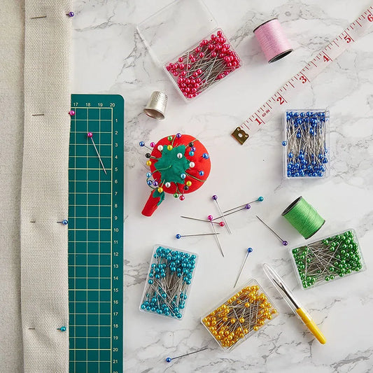 100Pcs/Box 38mm Sewing Pins Glass Ball Multicolor Head Pins Straight