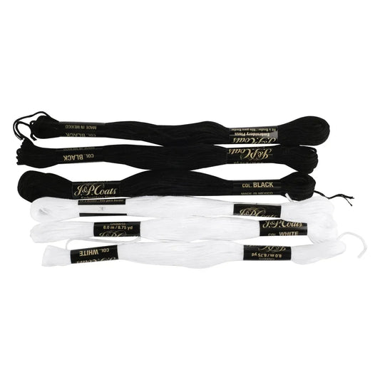 36 Skeins Black White Embroidery Floss 8.75 Yds Each Cotton Thread