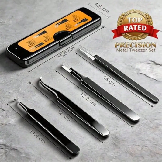 4-Pack Precision Tweezers Set