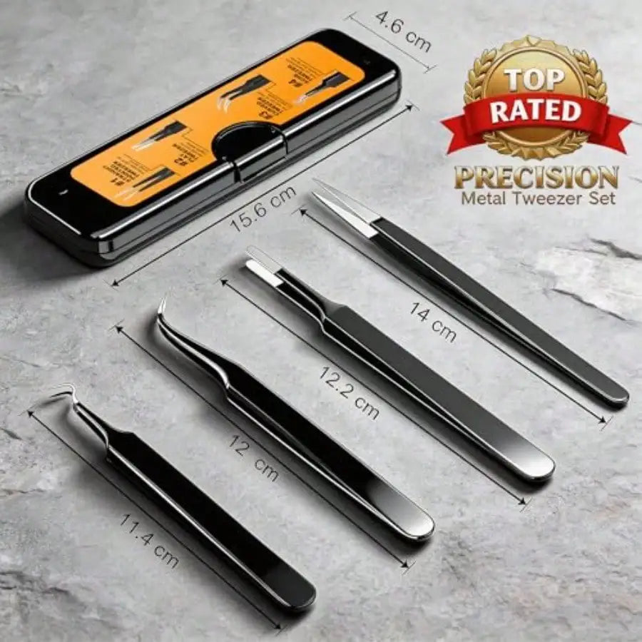 4-Pack Precision Tweezers Set
