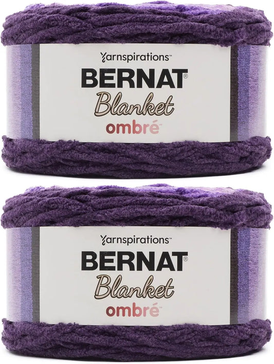Ombre Eggplant Yarn - 2 Pack, 300g/10.5oz Polyester Super Bulky