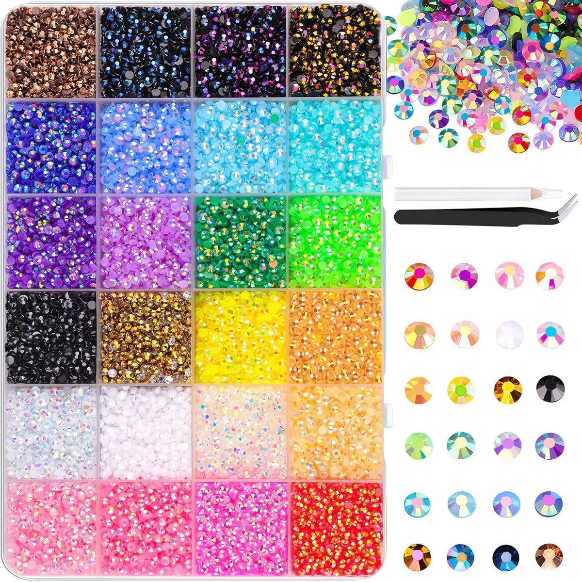 3mm 24 Colors 1 Box Random Mixed ABS Colorful Rhinestones