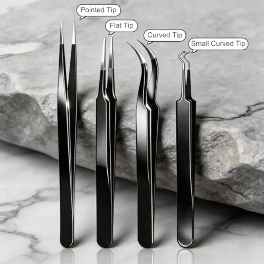 4-Pack Precision Tweezers Set
