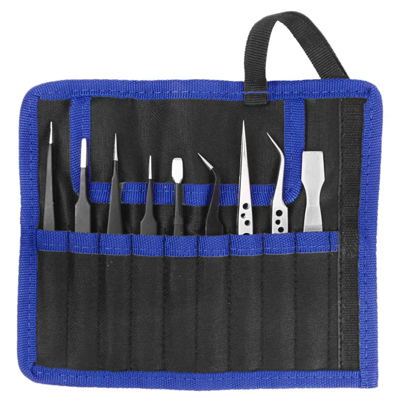9 Pcs Tweezers Set Stainless Steel