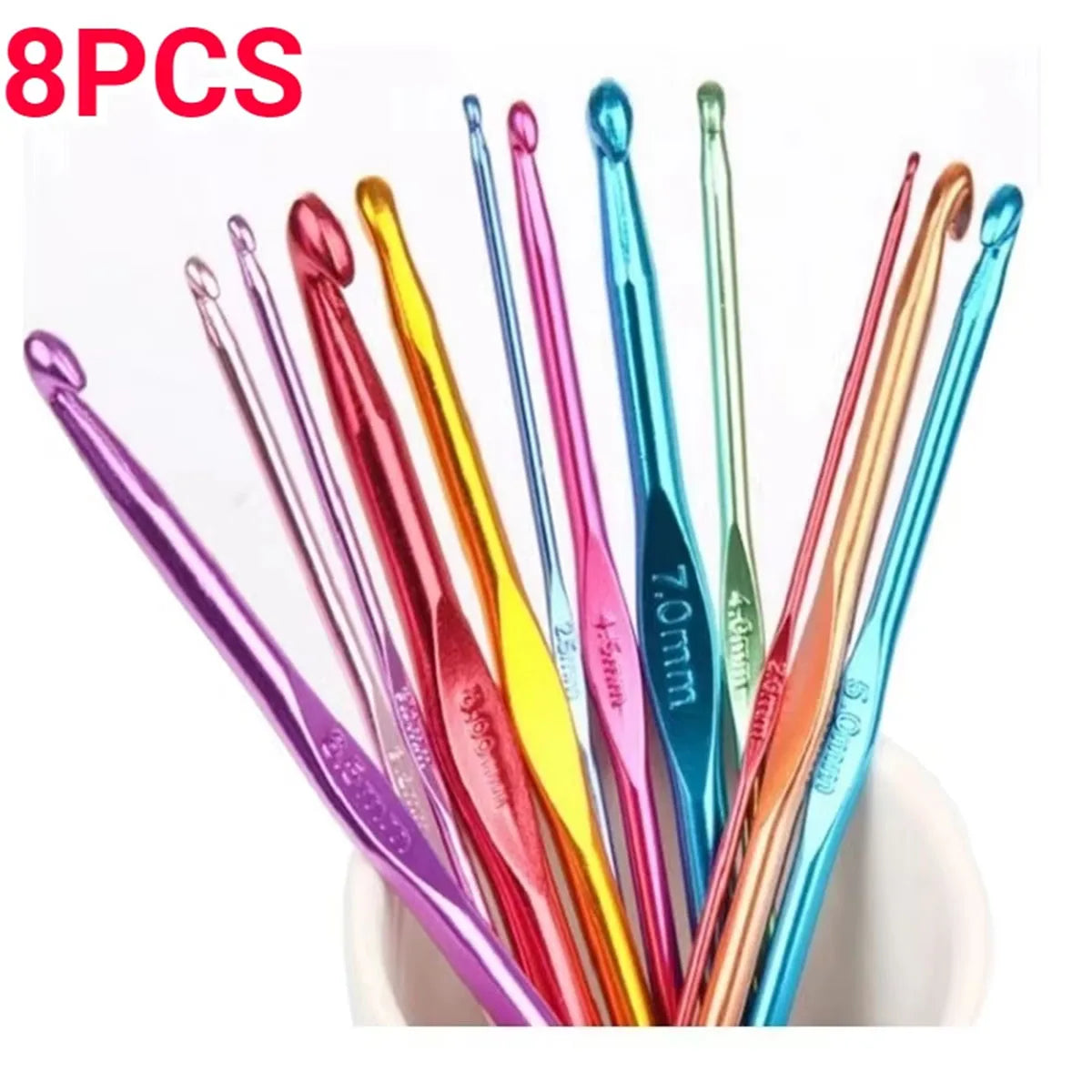8 Pcs Metal Handle Crochet Hooks