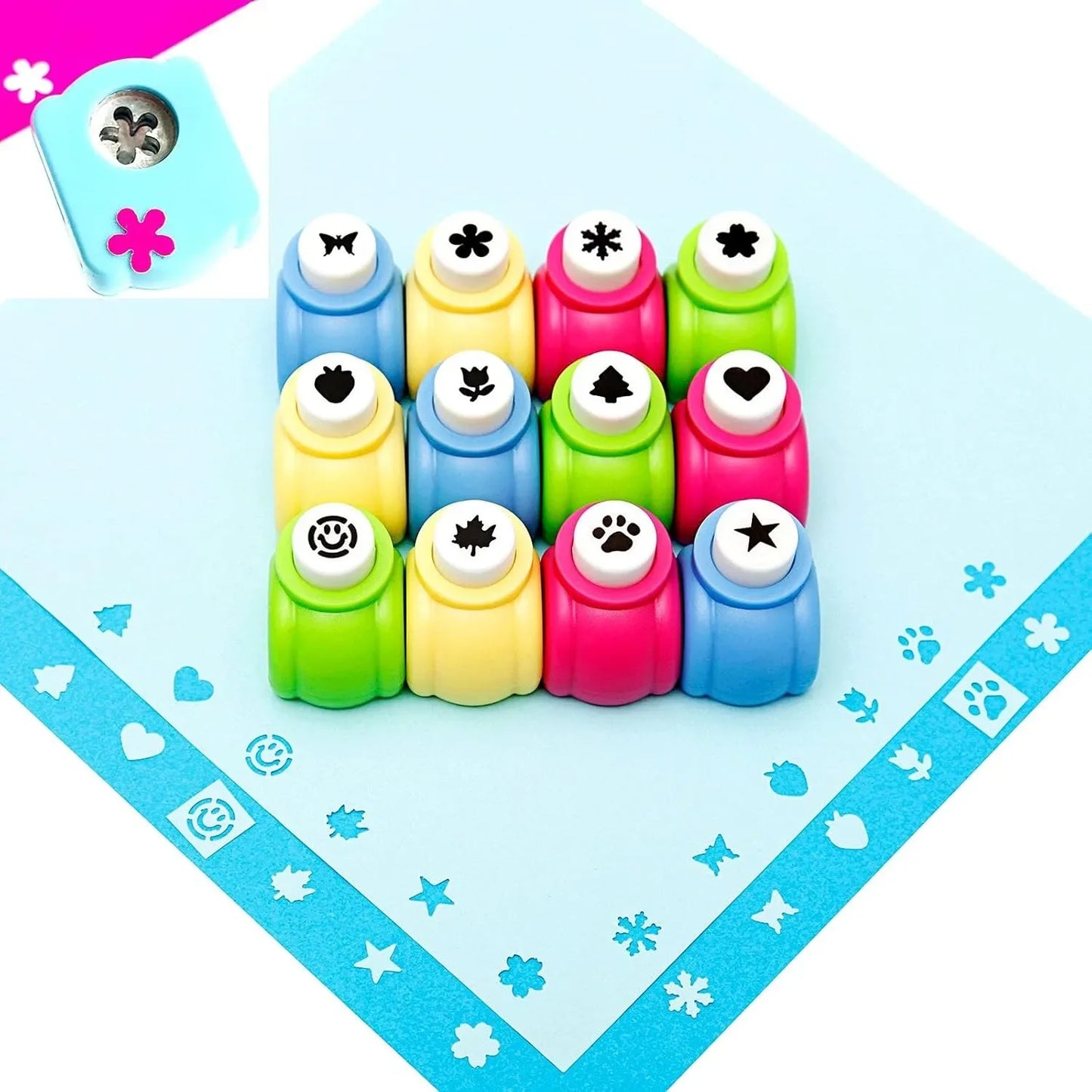 12-piece craft hole punching shape set